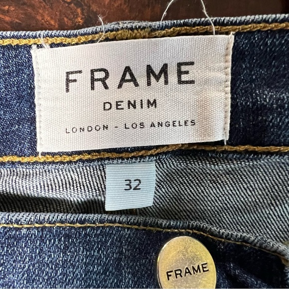 FRAME Denim Le Skinny De Jeanne Meyer Wash Jeans High Rise Raw Hem Size 32 - Picture 8 of 13
